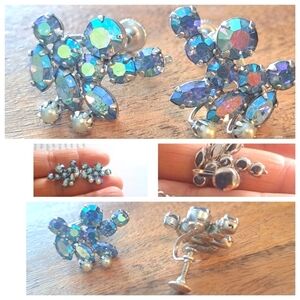 Screwback blue borealis  earrings